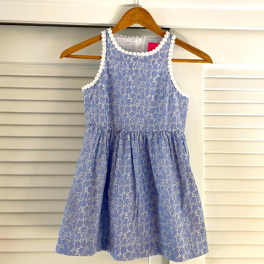 Lilly Pulitzer Girls B-lie & White Eyelet Dress - Size 7 , NWOT